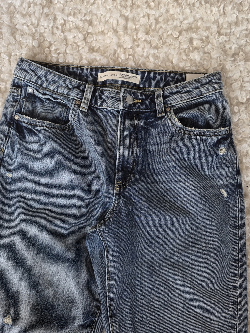 Denver Hayes High Rise Straight Crop Denim Jeans Blue 6 Classic Casual 80's Y2K - Picture 3 of 11